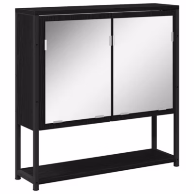 Armoire Murale Miroir, Armoire de Toilette, Meuble Salle de Bain Chêne noir 60 x 16 x 60 cm Bois d&rsquo;ingénierie