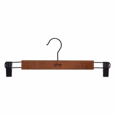 Lot de 2 cintres à pinces en bois foncé – Marron tonka- 5five