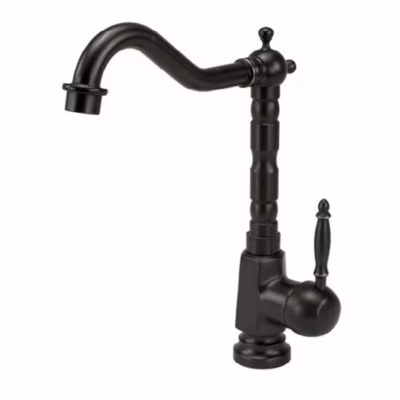 SILLA Mitigeur lavabo retro bec haut en Laiton, économie d&rsquo;eau, Noir