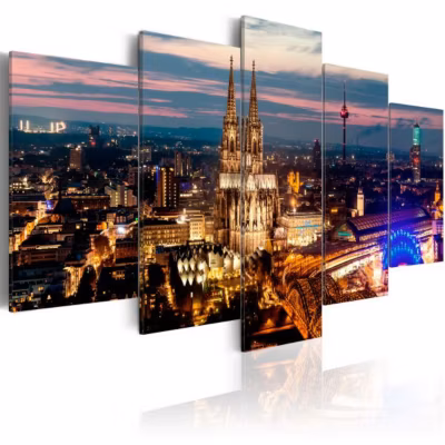Tableau Villes Koeln: Night Panorama 100×50 cm