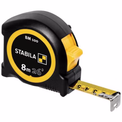 Mètre-ruban STABILA BM 100 19580 8 m – boîtier ABS Softgrip, échelle cm/pouce