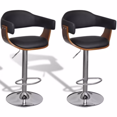 Lot de 2 tabourets de bar bois noir Helloshop26