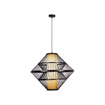 Suspension PASQUINO en placage de bois avec 1xE27 – Noir – Lucide