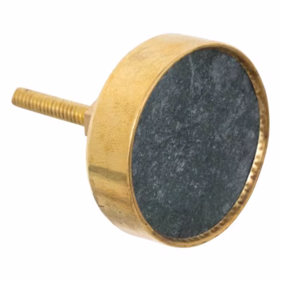 Boutons de meuble x2 Lena en marbre & laiton D3,8cm noir – Atmosphera