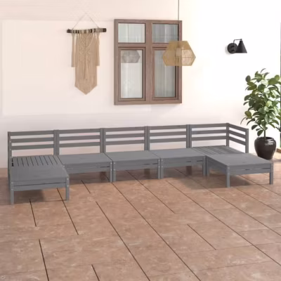 vidaXL Bois de Pin Massif Salon de Jardin 7 pcs Mobilier de Patio Meubles d&rsquo;Extérieur Mobilier de Jardin Ensemble de Meubles 30833