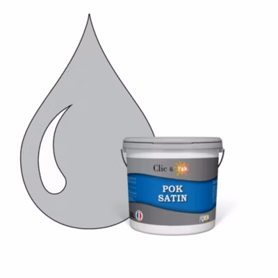 Peinture murs intérieurs satinée- Cuisine & Salle de bain POK SATIN – Gris Perle 25m² – 2,5L