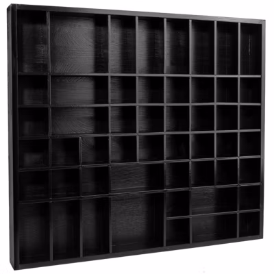 Creative Deco Vitrine Murale Petite Etagere Bois Noir – 51 Compartiments – 52 x 46 x 5 cm – Vitrine pour Collection Figurine