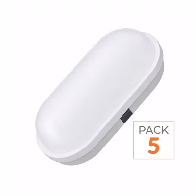 Pack de  5 – Applique LED Murale 20W Blanche Ovale IP65 – Blanc Neutre 4000K – 5500K – SILAMP