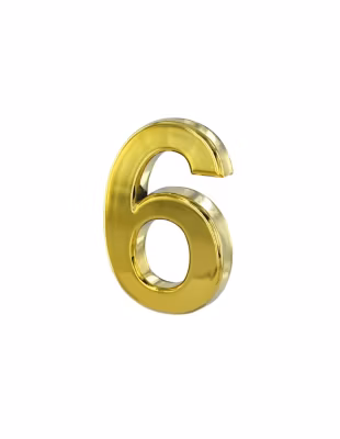 Chiffre 6 doré adhésif, ABS, H.50mm – THIRARD