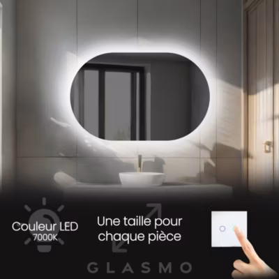 Miroir avec LED Illumination Salle de Bain – Ariana, 100×70 cm, Miroir Mural, Moderne Miroir, Blanc Froid 7000K