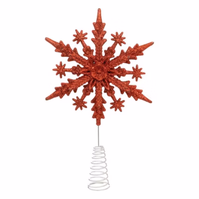 Cimier flocon pailleté rouge h22cm – feeric lights & christmas