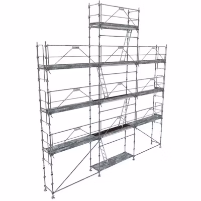Echafaudage fixe de façade avec pignon 88m² – Plancher Acier – Structure Acier – Garde-corps Monoblocs – PIGNGCM-88-SPP/A