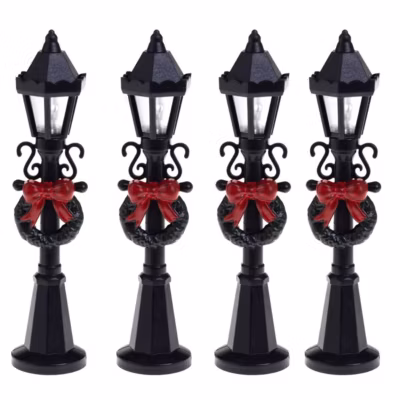 Accessoire village lampadaire lumineux 4 / 6 led assorti – feeric lights & christmas