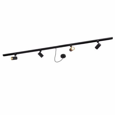 Système sur rail monophasé noir avec 4 spots et alimentation ronde I-power – Jeana