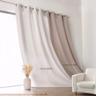 Rideau Uni Campagne Chic Poly-Lin (135×260 cm – Ficelle)