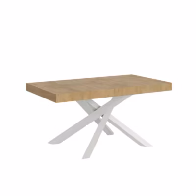 Table extensible Volantis Premium 180/440×90 cm chêne naturel pieds blancs