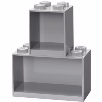 2 étagères superposables en forme de brique LEGO – Gris