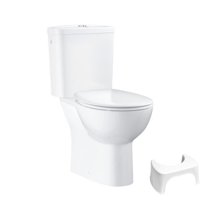 PACK WC avec bride à poser GROHE Bau Ceramic + Tabouret physiologique plastique Blanc