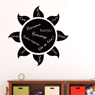 Sticker ardoise tableau noir – stickers muraux adhésif effaçable – DESIGN SOLEIL – 40x40cm