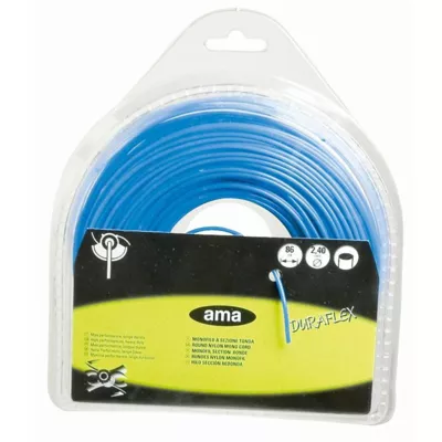 Fil de débroussailleuse – Fil nylon de coupe  – Monofil section ronde diam 2.4mm x 86 mètres – Blister – « Duraflex »