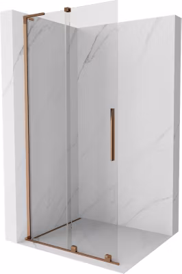 Mexen Velar L paroi de douche coulissante Walk-in 100 x 200 cm, transparent 8 mm, or rose – 871-100-003-03-60