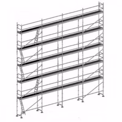Echafaudage fixe de façade 156m² – Structure + Planchers + Plinthes + Lisses – DUO156-SPP