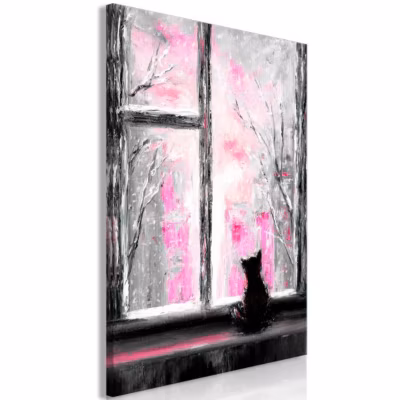 Tableau Longing Kitty 1 Pièce Vertical Pink 40×60 cm
