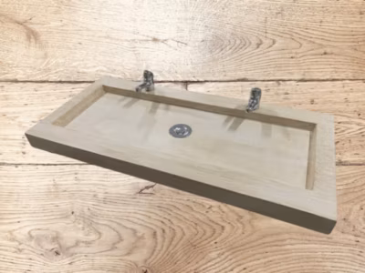 Plan double vasque en béton 100×47  effet bois claire   , Fabriqué artisanalement en France par Gakeal