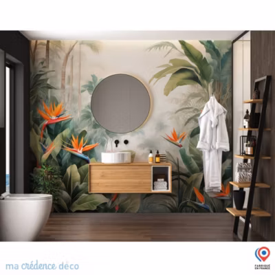 Papier peint Jungle tropicale colorée 3 – MaCrédenceDéco – Intissé – 300 cm – 280 cm – MaCrédenceDéco