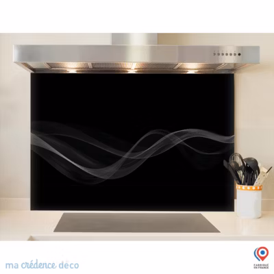 Crédence cuisine fond de hotte Courbe 2 – Verre trempé – L 60 cm x H 45 cm – MaCrédenceDéco