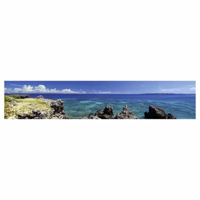 Brise vue imprimé SEA SUN, H.1 x L.5 m, 100% occultant, Made in France par Scenolia + kit de fixation offert