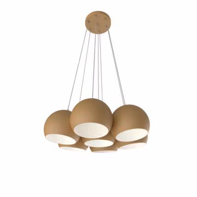 LUMICOM – JOE Suspension, 7X E27, max 42W, métal, anodic gold blanc, D.25cm
