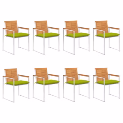 Chaises de jardin lot de 8 avec coussins Bois d&rsquo;acacia solide vidaXL