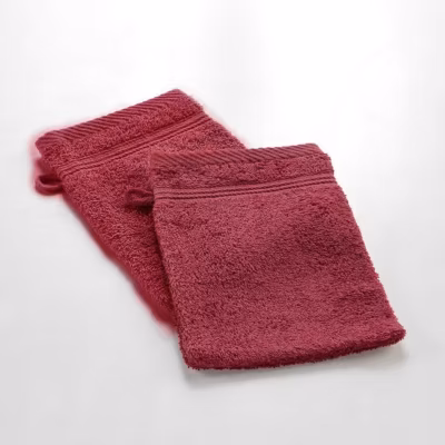 2 gants de toilette 15 x 21 cm eponge unie tendresse Rubis