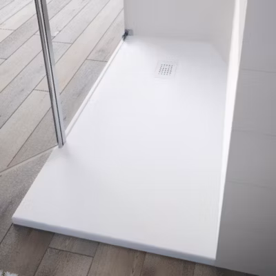 Receveur de douche Kinedo Kinesurf découpable 140X100 blanc mat grainé avec grille assortie et bonde extra-plate