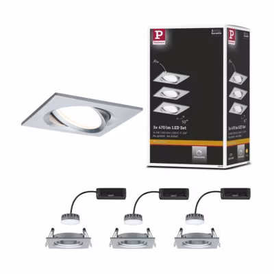 Paulmann Nova plus 93680 lot de 3 spots LED encastrables 18 W aluminium matt 2700 K