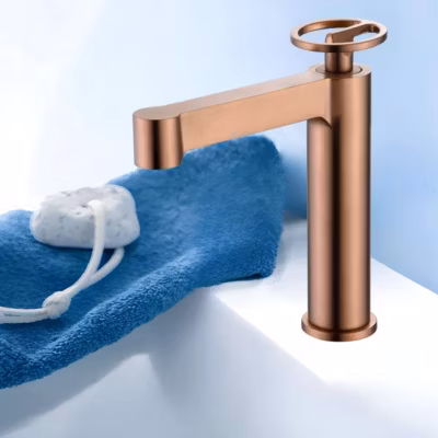 Robinet Mitigeur de Lavabo Anti-Calcaire Bec Bas Or Rose Cuivré OLIMPO BDC033-1ORC