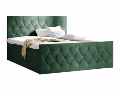 Lit continental Baltimore 161, Double, Vert, Tissu, Disponible