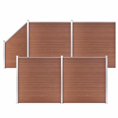 Ensemble de clôture WPC 4 Carré + 1 Incliné 792 x 186 cm Marron vidaXL