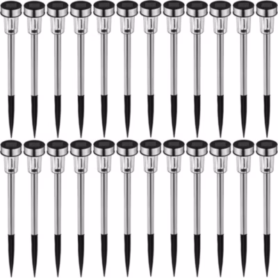 Lot de 24 lampes solaires LED acier inoxydable allumage automatique