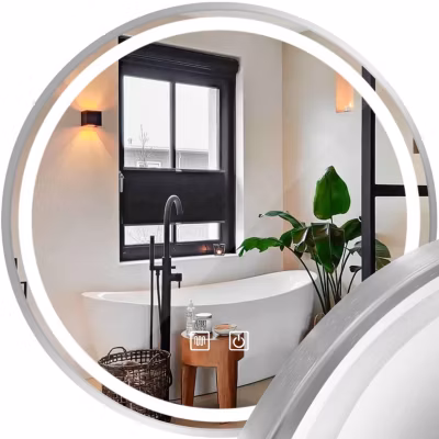 MIROIR REA LED MMJ 60CM BRUSH STEEL 2X60X60CM