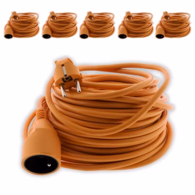6 prolongateurs jard. 16A 25m orange Zenitech