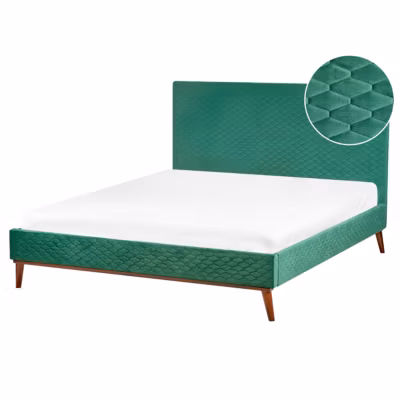 Lit avec sommier Velours BAYONNE 160 x 200 cm Vert foncé