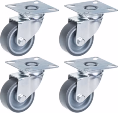 Roulettes de 50 mm (2&Prime;) à bandage en caoutchouc gris, pivotantes, capacité de charge de 160 kg, lot de 4