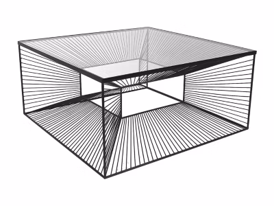 Table basse CLARENCE – Verre et Métal filaire – Noir