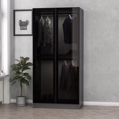 Dressing anthracite avec étagère et penderies – 90 x 210 x 52 cm RIVOLI