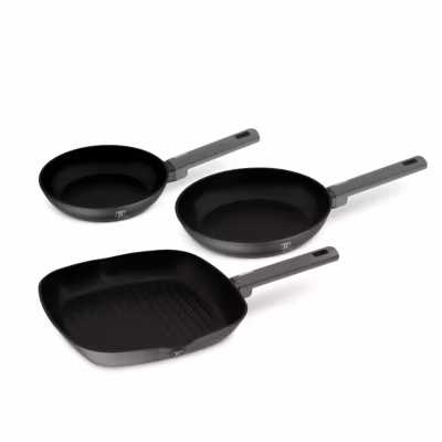 Berlinger Haus Set de poêles antiadhésives en alu forgéInduction Turbo202428 cmManche ergonomiqueCollection Black Rose