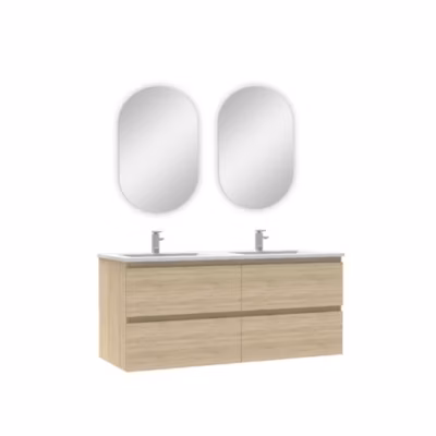 Ensemble meuble Salle de Bain 120cm Anthracite double vasque + miroir ovale
