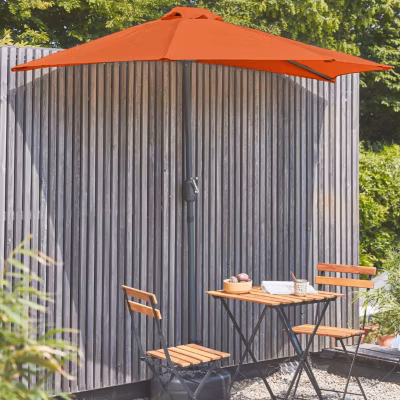 Parasol balcon 228 x 205 toile en polyester forme en d mat en aluminium