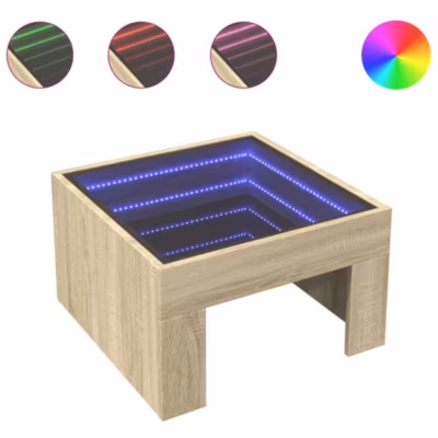 Table basse avec LED infini chêne sonoma 50x50x30 cm vidaXL
